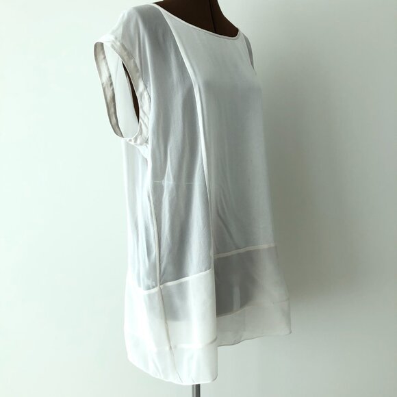 Eileen Fisher Silvery White Silk Sheer/Semi Sheer Tunic - Picture 4 of 5